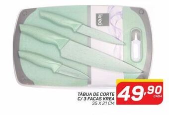 GBarbosa Tábua de corte c/ 3 facas krea 35 x 21 cm oferta