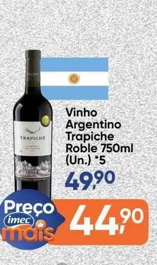 Imec Supermercados Vinho Argentino Trapiche Roble oferta