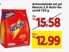 Mercado Extra Achocolatado em po Nescau 2.0 Activ-Go sache 730g oferta