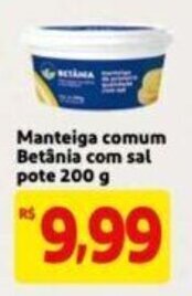 Extra Supermercado Manteiga Comum Betania com sal pote 200g oferta