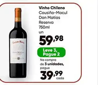 Zaffari Vinho Chileno Cousiño-macul Don Matias Reserva oferta