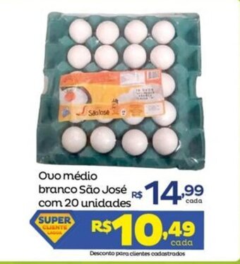 Ovo medio branco Sao Jose com 20 unidades