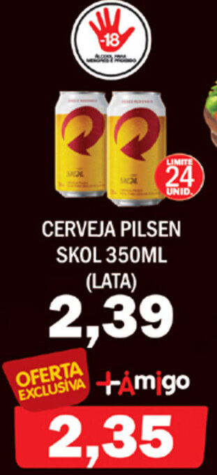 Supermercados Mendonça Cerveja Pilsen Skol 350ml lata oferta