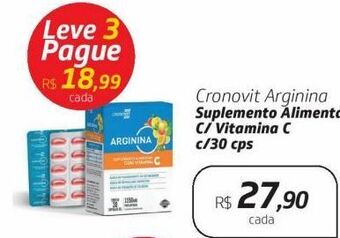 Drogal Cronovit arginina suplemento alimentar c/ vitamina c c/30 cps oferta