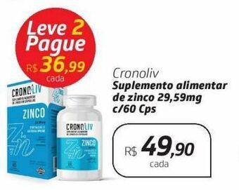 Cronoliv suplemento alimentar de zinco 29,59mg c/60 cps