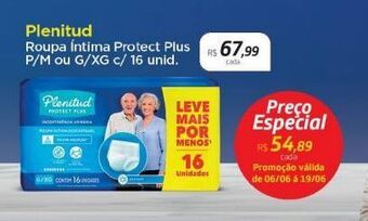 Drogal Roupa intima plenitud protect plus p/m ou g/xg c/16unid oferta