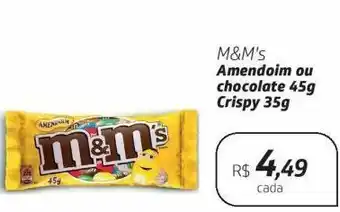 Drogal M&m's amendoim ou chocolate 45g crispy 35g oferta
