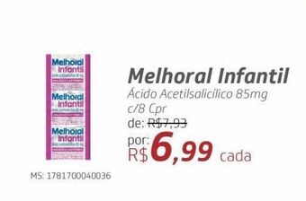 Drogal Melhoral infantil ácido acetilsalicílico 85mg c/8 cpr oferta