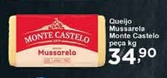 Rossi Supermercado Queijo Mussarela Monte Castelo Peca 1kg oferta