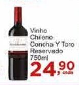 Rossi Supermercado Vinho Chileno Concha Y Toro Reservado 750ml oferta