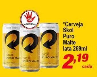 Ricoy Supermercados Cerveja Skol Puro Malte lata 269ml oferta