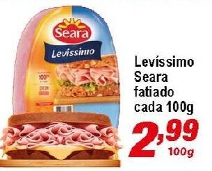 Levissimo Seara fatiado cada 100g