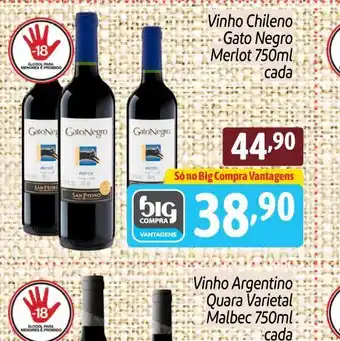 Supermercados Big Compra Vinho Chileno Gato negro oferta
