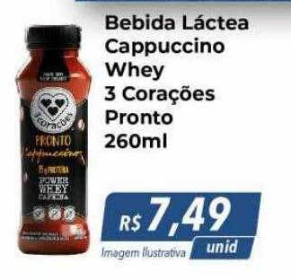 Hiper Moreira Bebida Láctea Cappuccino Whey 3 Corações Pronto oferta
