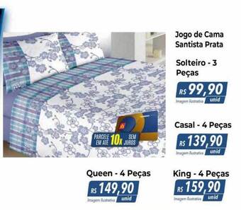 Hiper Moreira Jogo De Cama Santista Prata oferta