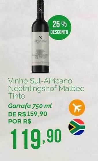 Oba Hortifruti Vinho Sul-africano Neethlingshof Malbec Tinto 25% Desconto oferta