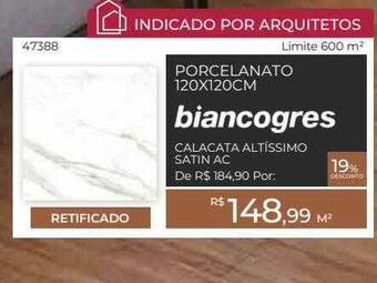 ABC da Construção Porcelanato 120x120cm Biancogres oferta
