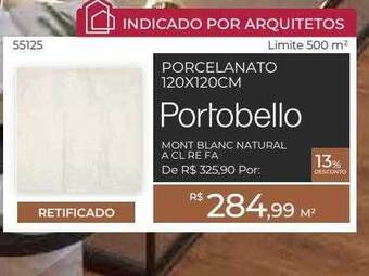 ABC da Construção Porcelanato 120x120cm Portobello oferta