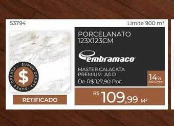 ABC da Construção Porcelanato 123x123cm Embramaco oferta