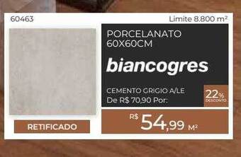 ABC da Construção Porcelanato 60x60cm Biancogres oferta