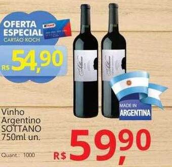 Supermercados Koch Vinho Argentino Sottano oferta