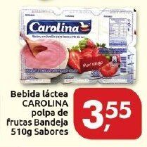 Supermercados Nori Bebida Lactea Carolina Polpa de Frutas bandeja 510g sabores oferta
