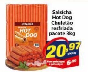 Vencedor Atacadista Salsicha Hot Dog Chuletao resfriada pacote 3kg oferta