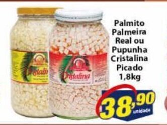 Palmito Palmeira Real ou Pupunha Picado Cristalina 1.8kg
