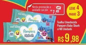 Toalha umedecida pampers baby shark c/48 unidade