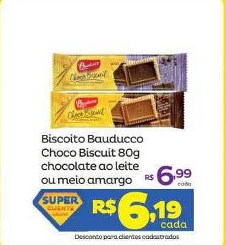 Super Lagoa Biscoito Bauducco Choco Biscuit Chocolate Ao Leite Ou Meio Amargo oferta