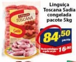 Vencedor Atacadista Linguica Toscana Sadia Congelada pacote 5kg oferta
