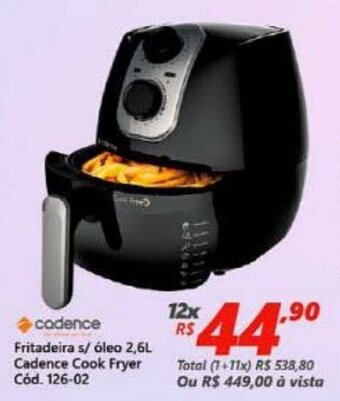 Lojas Becker Fritadeira s/ Oleo 2.6L Cadence Cook Fryer oferta