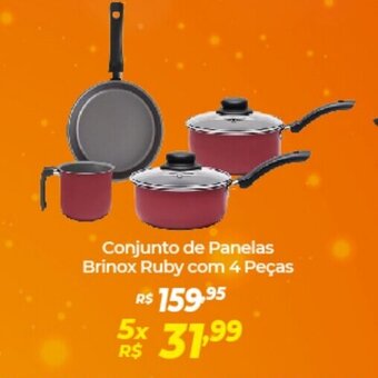 Atakarejo Conjunto de Panelas Brinox Ruby com 4 pecas oferta
