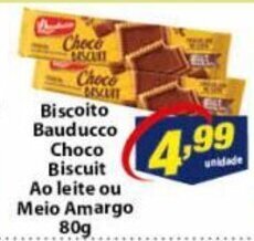 Vencedor Atacadista Biscoito Bauducco Choco Biscuit ao Leite ou Meio Amargo 80g oferta