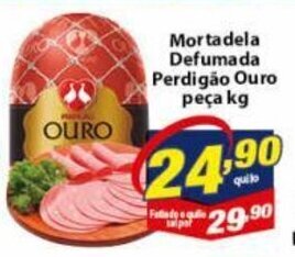 Vencedor Atacadista Mortadela Defumada Perdigao Ouro peca 1kg oferta