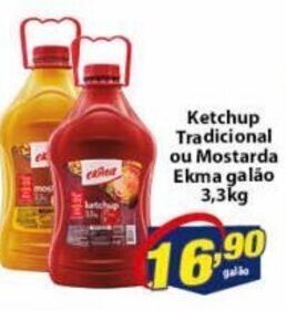 Vencedor Atacadista Ketchup Tradicional ou mostarda Ekma galao 3.3kg oferta