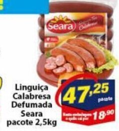 Linguica Calabresa Defumada Seara pacote 2.5kg