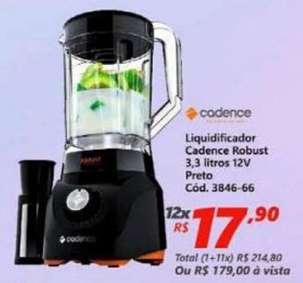Lojas Becker Liquidificador Cadence Robust 3.3L 12V Preto oferta