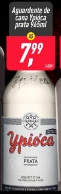 Frangolândia Aguardente de cana Ypioca prata 965ml oferta