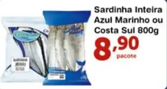 Roldão Sardinha Inteira Azul Marinho ou Costa Sul 800g oferta