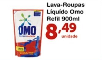 Roldão Lava roupas Liquido Omo refil 900ml oferta