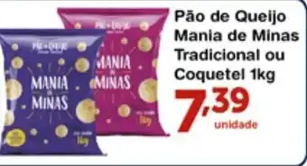 Roldão Pao de Queijo Mania de Minas Tradicional ou Coquetel 1kg oferta