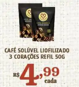 Bahamas Supermercados Café Solúvel Liofilizado 3 Corações 50g oferta