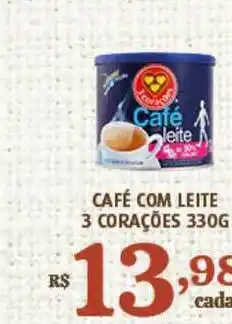 Café Com Leite 3 Corações 330g