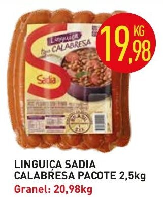Calvo Atacadista Linguica Sadia Calabresa pacote 2.5kg oferta