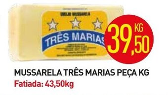 Calvo Atacadista Mussarela Tres Marias peca 1kg oferta
