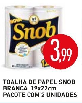 Calvo Atacadista Toalha de Papel Snob Branca 19cm x 22cm pacote com 2 rolos oferta