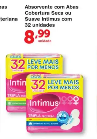 Roldão Absorvente com Abas Cobertura Seca ou Suave Intimus com 32 unidades oferta