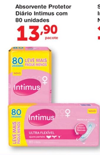 Roldão Absorvente Protetor Diario Intimus com 80 unidades oferta
