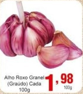Rossi Supermercado Alho Roxo Granel cada 100g oferta